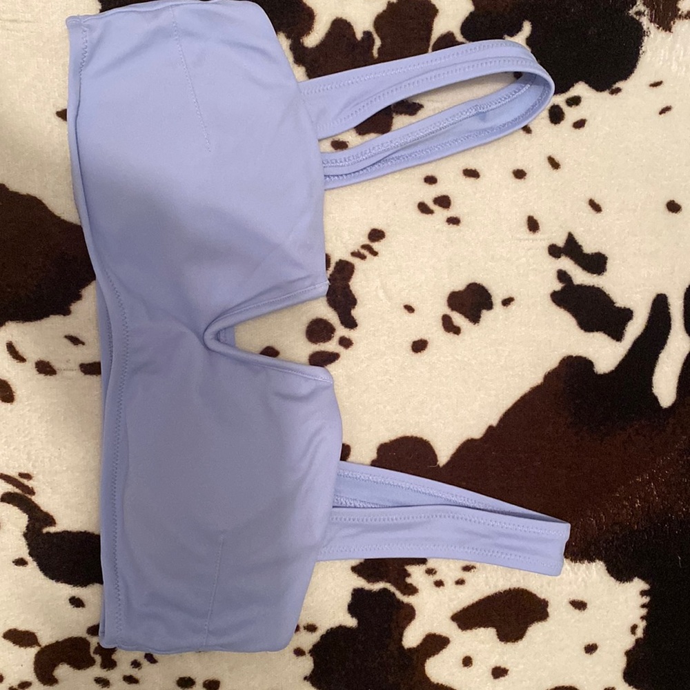 light purple bandeau bathing suit top